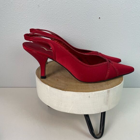 Nina Red Leather Suede Heels Stiletto Classic Size 7.5M EUC - Picture 4 of 6